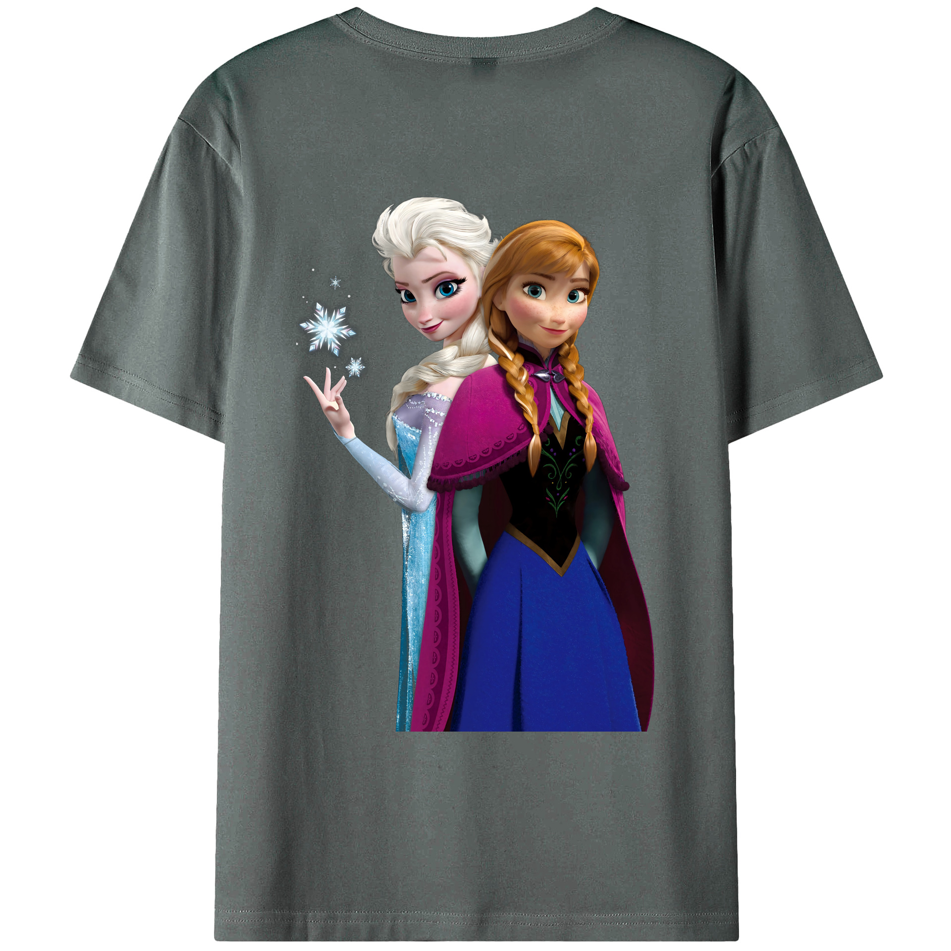 （画像用） アナと雪の女王 アンナ エルサ Frozen Anna Elsa 綿100％ メンズ半袖Tシャツ（バックプリント） 通気性